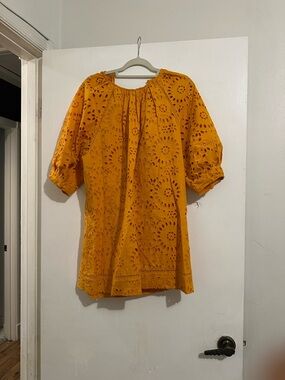 Zara Eyelet Tunic in Mustard